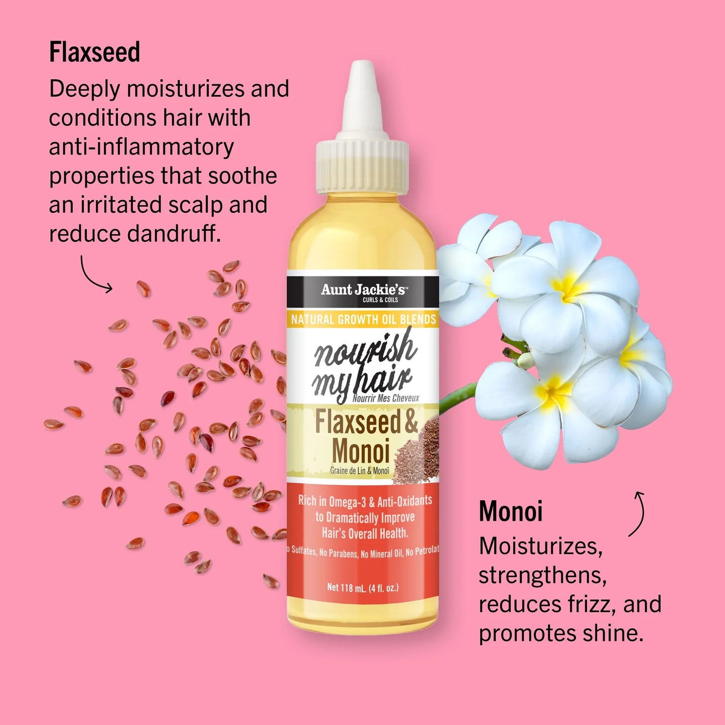 Aunt Jackie’s Hair Growth Oil – 4 oz | Nourishing Natural Oils for Stronger, Healthier Hair – Choose Oil