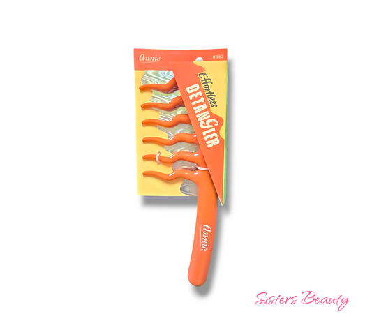 Annie #362 orange Effortless Detangler comb with wavy teeth