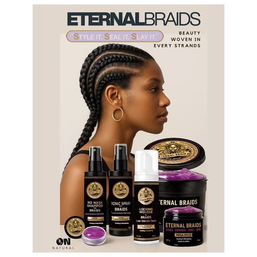 Braided hairstyle with the ON Natural Eternal Braids product collection