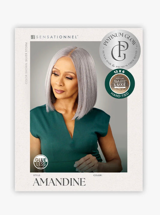 Sensationnel Human Hair Blend Lace Front Wig BareLace Glueless 13X6 Platinum Glow Amandine