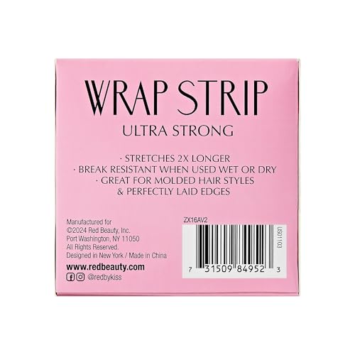 Red by Kiss Hair Wrapping Strip, Ultra Strong 2X Longer Stretch, 40 Strips, Suitable for Wet/Dry Hair, White, Styling Paper for Sleek Hairstyles (3.5", Black, 1 Pack)|B08YC4SH42