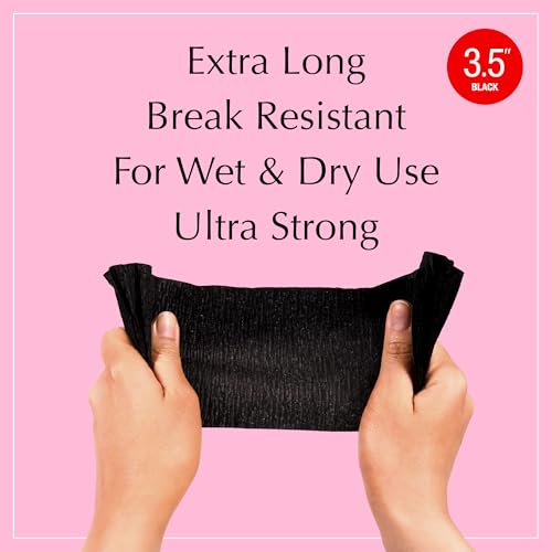 Red by Kiss Hair Wrapping Strip, Ultra Strong 2X Longer Stretch, 40 Strips, Suitable for Wet/Dry Hair, White, Styling Paper for Sleek Hairstyles (3.5", Black, 1 Pack)|B08YC4SH42