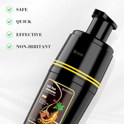 KAISASA Brown Hair Dye Shampoo 3 in 1, Hair Color Shampoo for Cover Grey Hair, Natural with Herbal Ingredient for Men and Women (Brown)|B0DDKSHR96