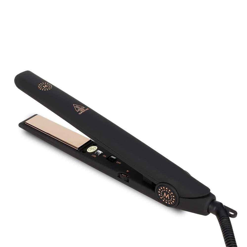 Malina Elite Titanium Bronze Flat Iron 1 1/4 Inch — open flat iron showing bronze-tone plates