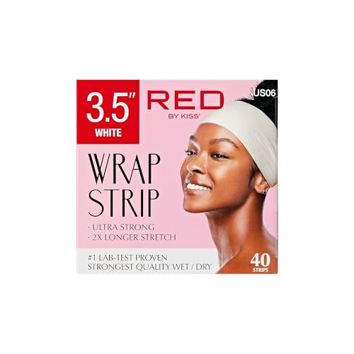 Red by Kiss Hair Wrapping Strip, Ultra Strong 2X Longer Stretch, 40 Strips, Suitable for Wet/Dry Hair, White, Styling Paper for Sleek Hairstyles (3.5", Black, 1 Pack)|B08YC4SH42