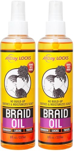 AllDay Locks Braid Oil - Spray On Hair Oil for Braid & Scalp Care, for Men and Women, Moisturizing and Strengthening Treatment, Hair Oil for Dry Scalp and Tension Relief - 8 oz Bottle|B0B3Q95K2D