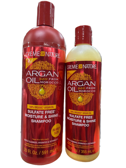 Creme Of Nature Sulfate Free Shampoo for Moisture & Shine with Argan Oil, (Choose Size)