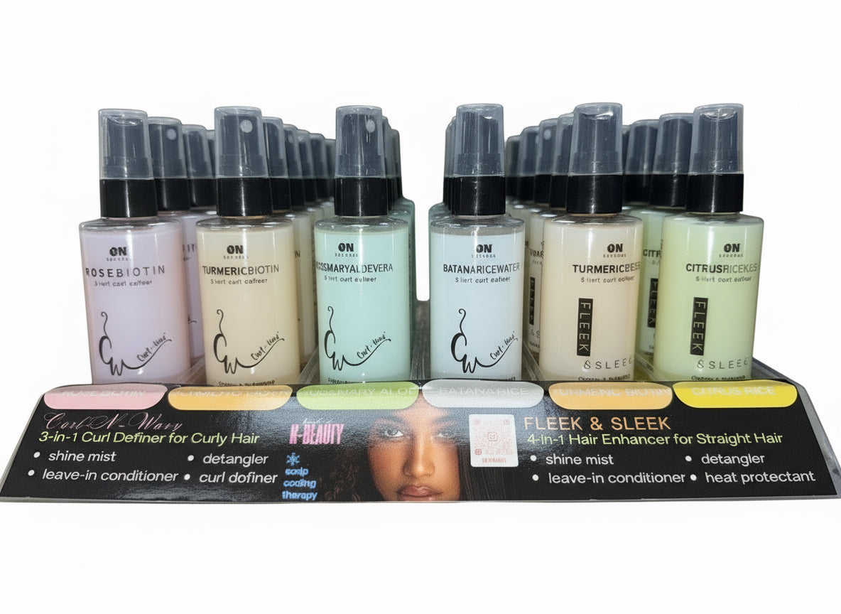 On Natural : Curl-n-Wavy 3-in-1 Curl Definer / Fleek & Sleek 4-in-1 Hair Enhancer for Straight Hair, 3.38 oz (choose type)