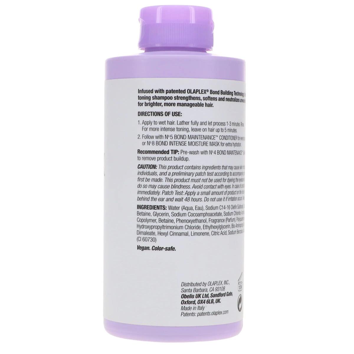Olaplex No.4P Blonde Enhancer Toning Shampoo 250 ml — 250 ml bottle angled back view