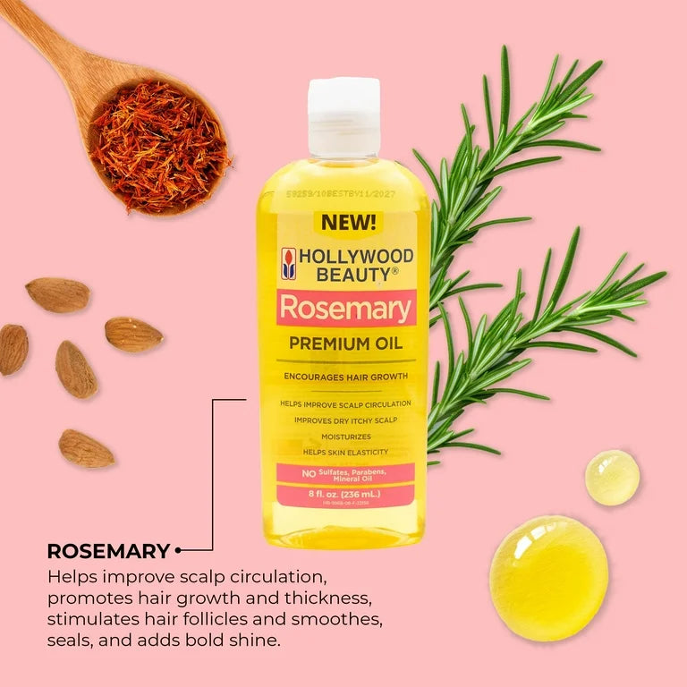 Hollywood Beauty Rosemary Hair Oil, 8 Oz.