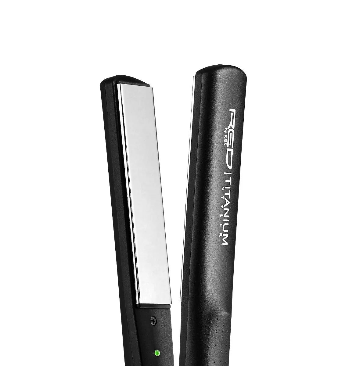 RED by KISS Titanium Styler Flat Iron — open flat iron showing titanium plates