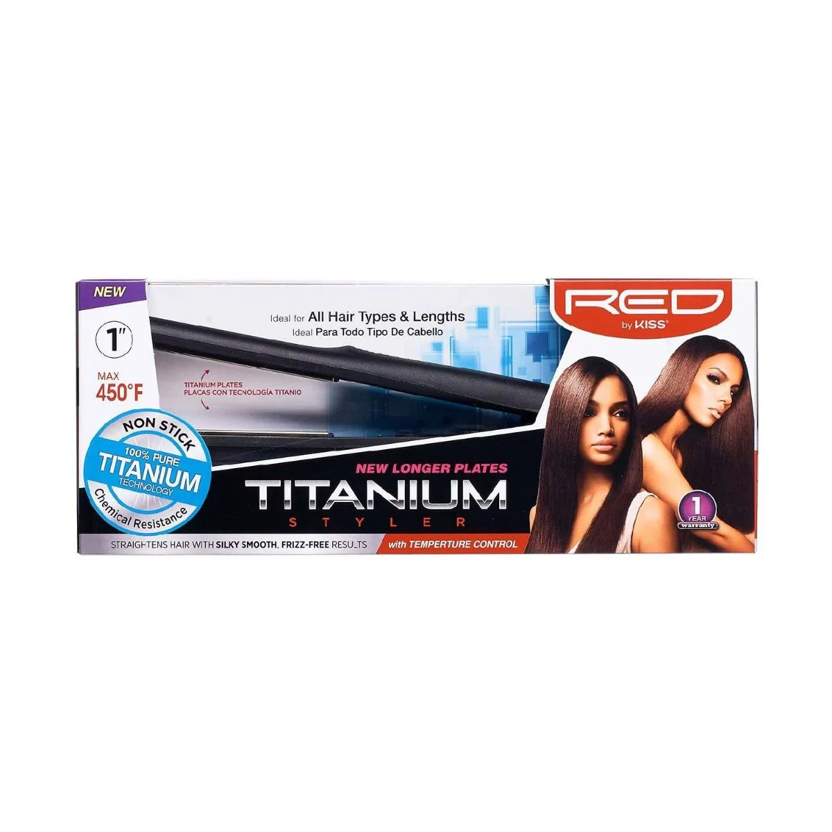 RED by KISS Titanium Styler Flat Iron — 1-inch flat iron retail box