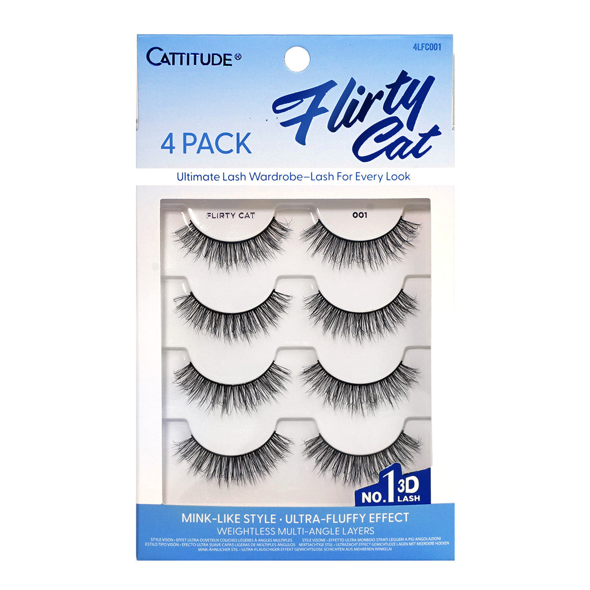 EBIN New York Cattitude Flirty Cat 001 4-pair lashes – front packaging