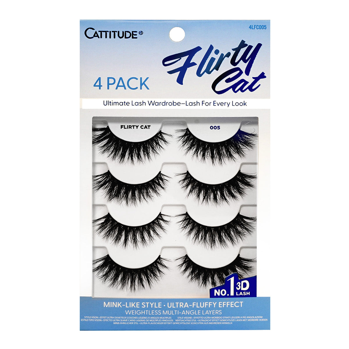 EBIN New York Cattitude Flirty Cat 005 4-pair lashes – front packaging