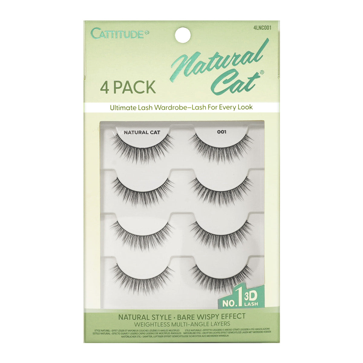 EBIN New York Cattitude Natural Cat 001 4-pair lashes – front packaging