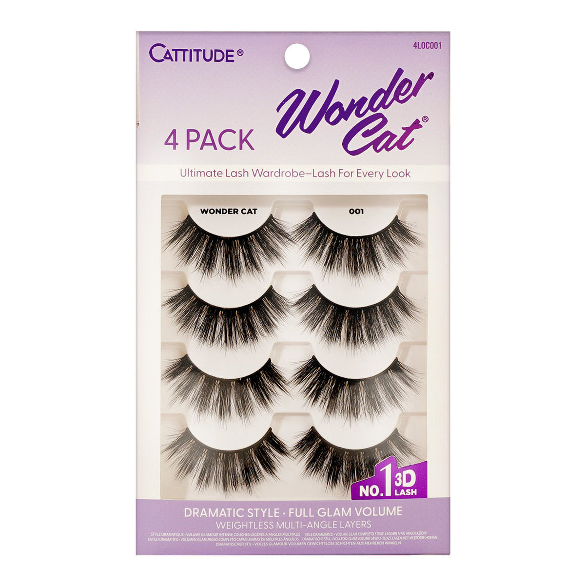 EBIN New York Cattitude Wonder Cat 001 4-pair lashes – front packaging