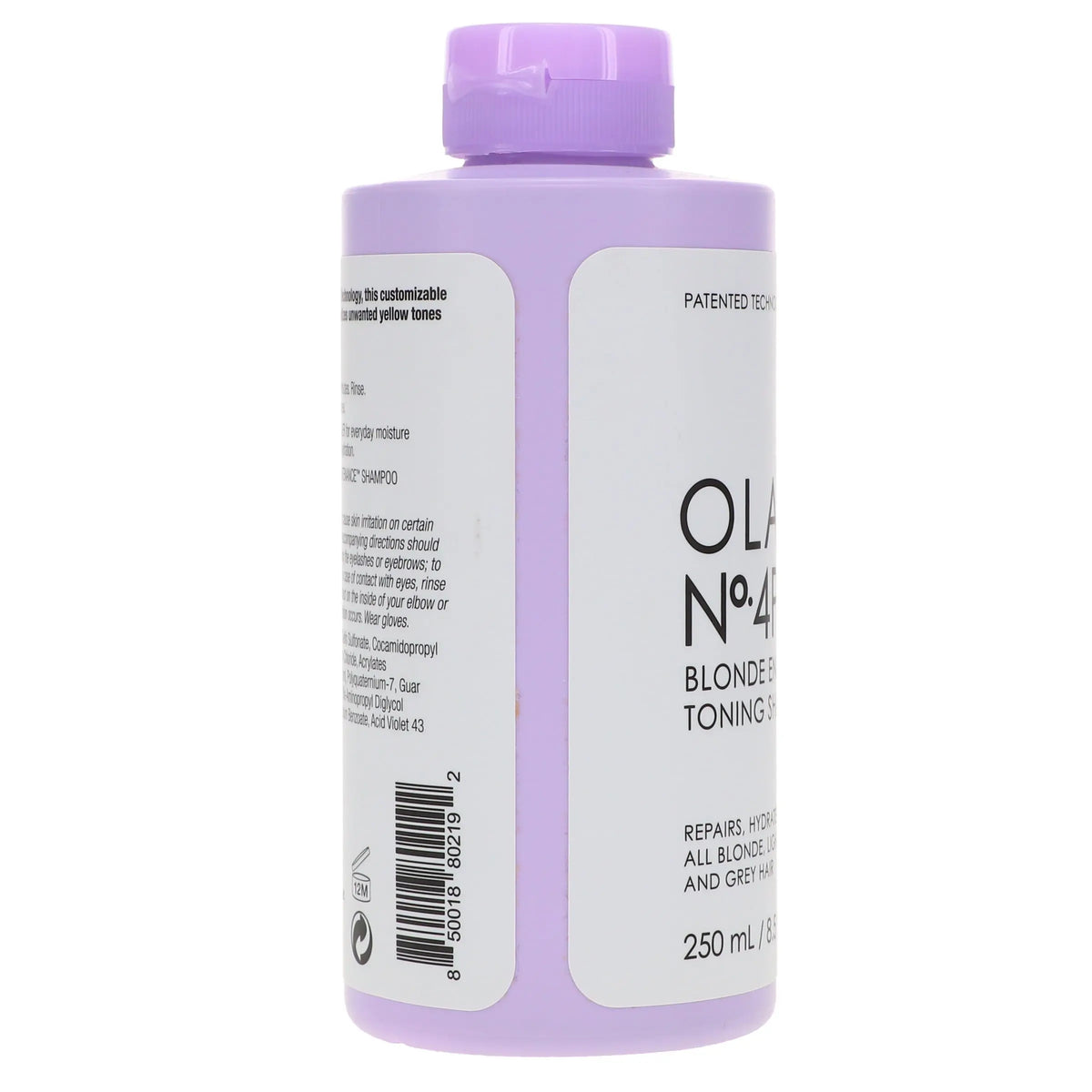 Olaplex No.4P Blonde Enhancer Toning Shampoo 250 ml — 250 ml bottle angled view