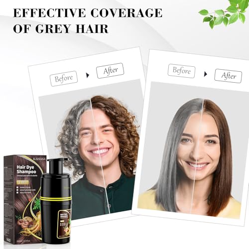 KAISASA Brown Hair Dye Shampoo 3 in 1, Hair Color Shampoo for Cover Grey Hair, Natural with Herbal Ingredient for Men and Women (Brown)|B0DDKSHR96