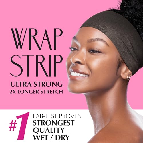Red by Kiss Hair Wrapping Strip, Ultra Strong 2X Longer Stretch, 40 Strips, Suitable for Wet/Dry Hair, White, Styling Paper for Sleek Hairstyles (3.5", Black, 1 Pack)|B08YC4SH42