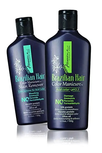 Awesome Brazilian Hair Color Manicure + Stain Remover - Acid Color pH3.5, No Damage, No Ammonia, No Peroxide, No Formaldehyde, Keratin Protein, 3.53 Oz. (Pack of 2) (Hot Pink)|B010174WMS