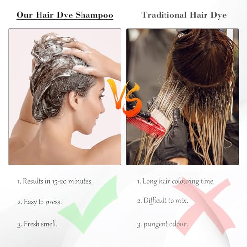 KAISASA Brown Hair Dye Shampoo 3 in 1, Hair Color Shampoo for Cover Grey Hair, Natural with Herbal Ingredient for Men and Women (Brown)|B0DDKSHR96