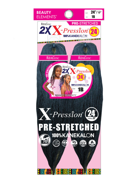 Realistic 2X X-Pression braiding hair – 24-inch 2X pack in color 1B