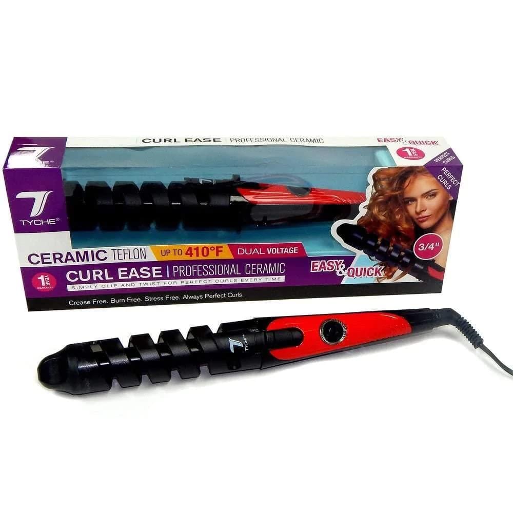 Tyche Ceramic Curl Ease Curling Iron 3/4 Inch — curling iron and retail packaging