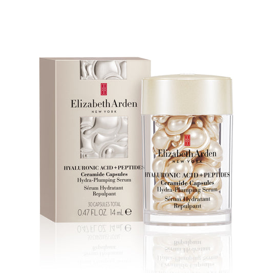 Elizabeth Arden Hyaluronic Acid + Peptides Ceramide Capsules 30 Count — 30-capsule serum bottle and box