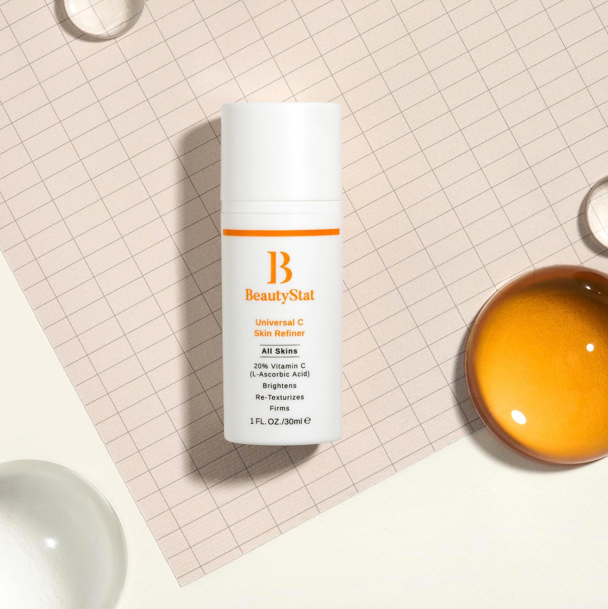 BeautyStat Universal C Skin Refiner - Vitamin C Serum for Face, 20% Pure L-Ascorbic Acid - Created by a 20+ Year Skincare Veteran Cosmetic Chemist (30ml / 1.0 oz) BeautyStat
