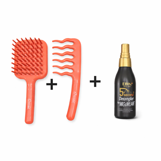 Two Detangler Comb with Detangler Spray (3 piece set)