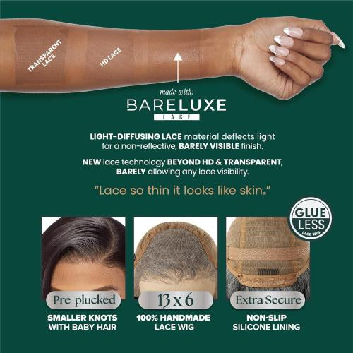 Sensationnel Human Hair Blend Lace Front Wig BareLace Glueless 13X6 Platinum Glow Emmeline