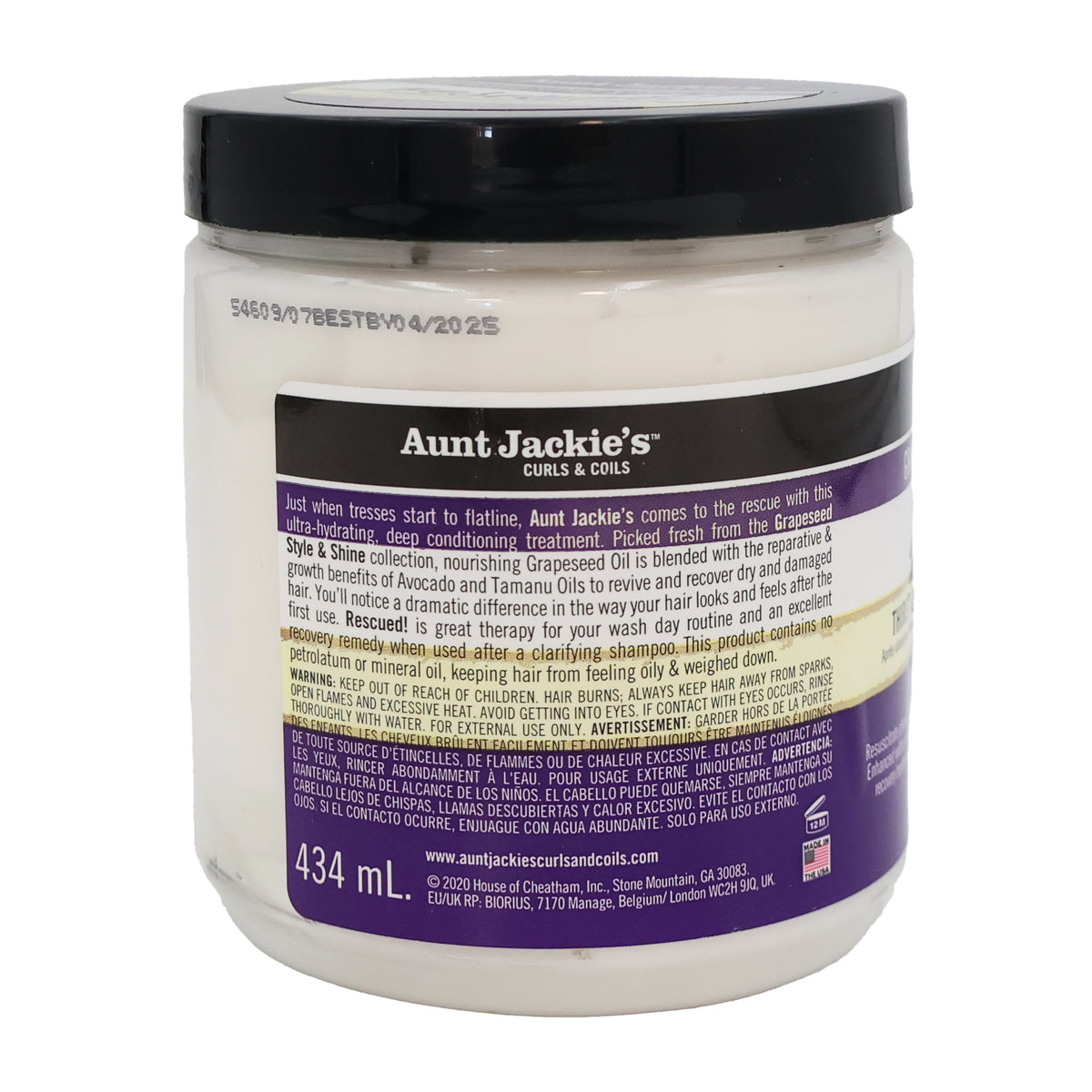 Aunt Jackie's Rescued! Recovery Conditioner – Rescued back label and directions