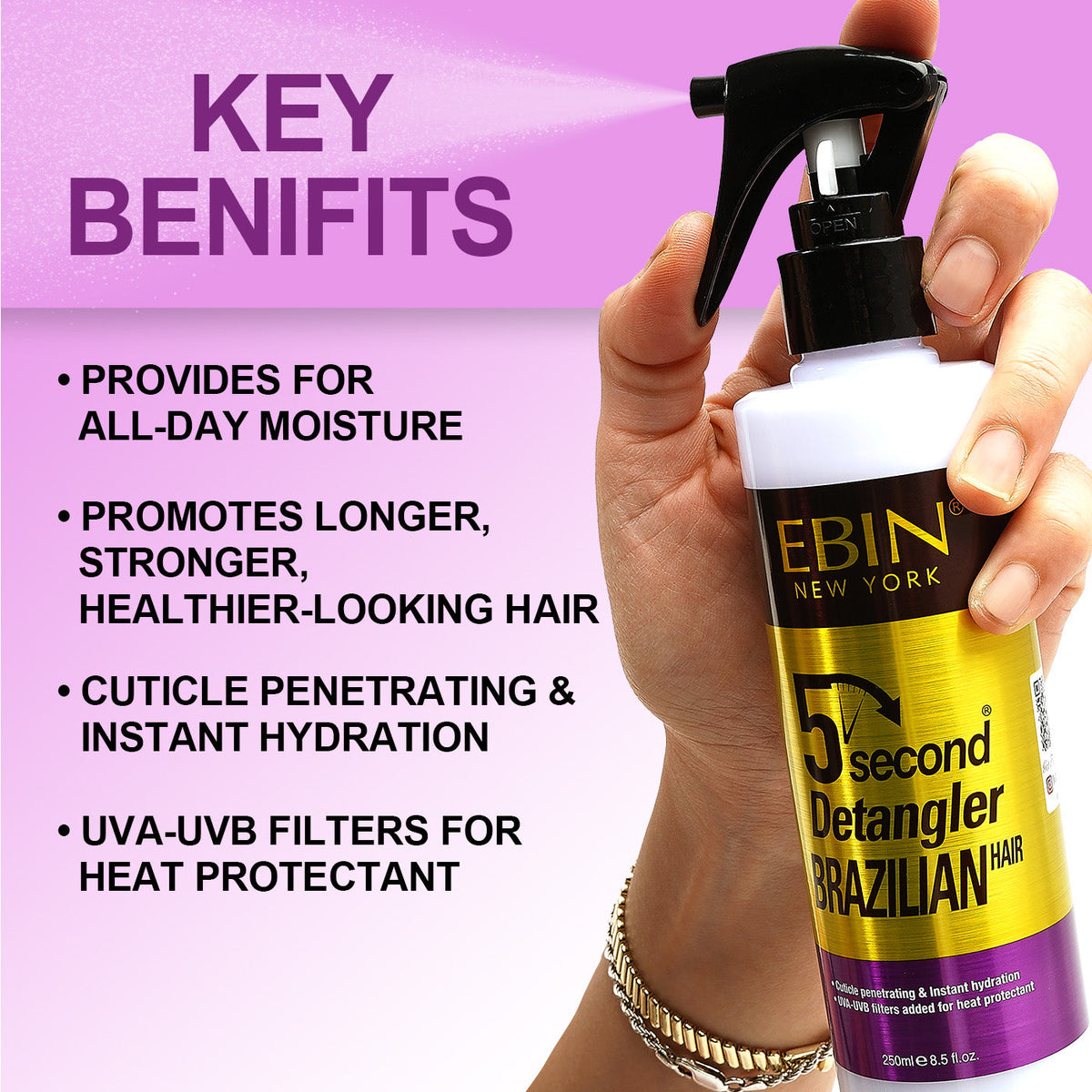 5 Second Argan Oil Brazilian Detangler - 8.5oz/ 250ml - EBIN NEW YORK