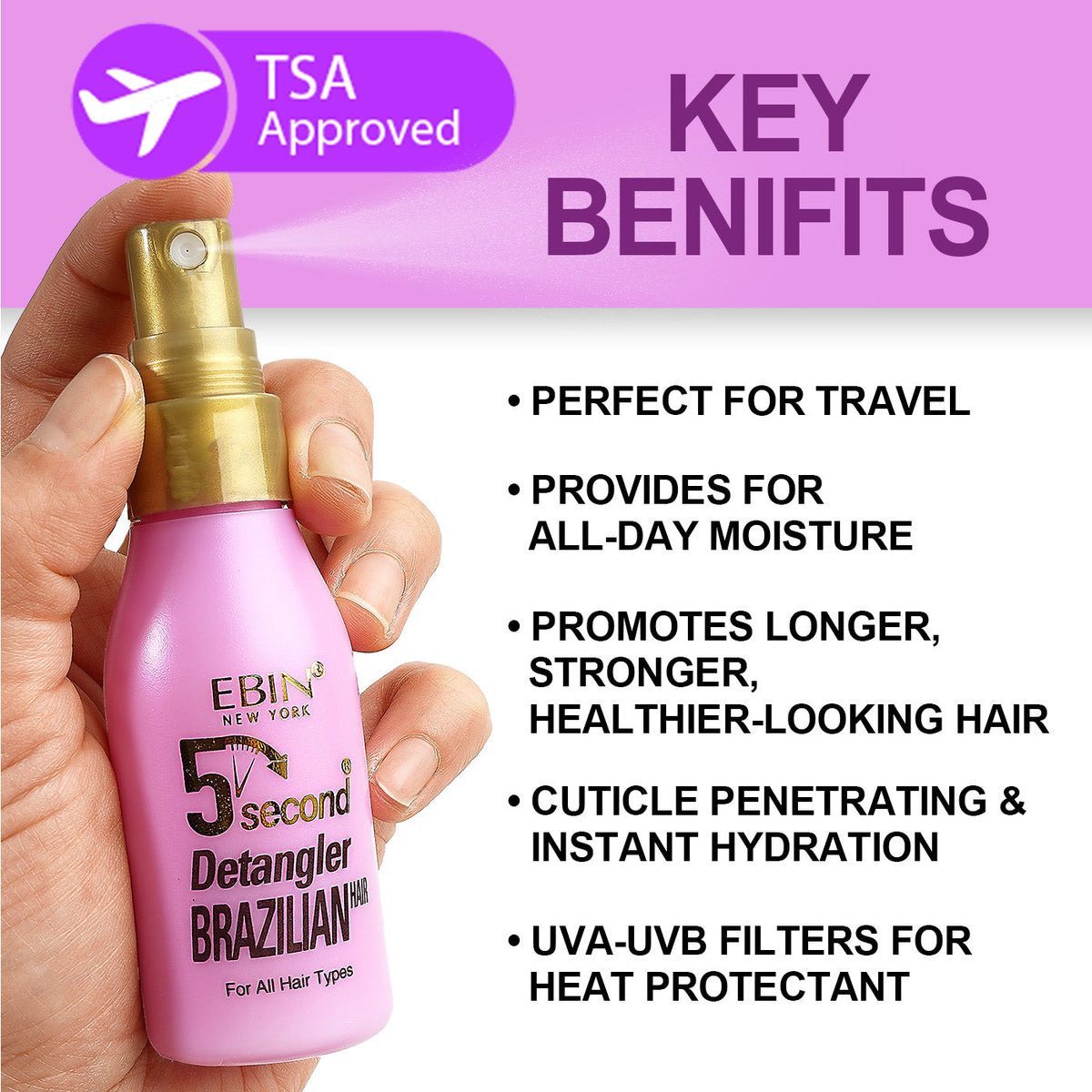 5 Second Argan Oil Brazilian Detangler - 2oz/ 60ml - EBIN NEW YORK