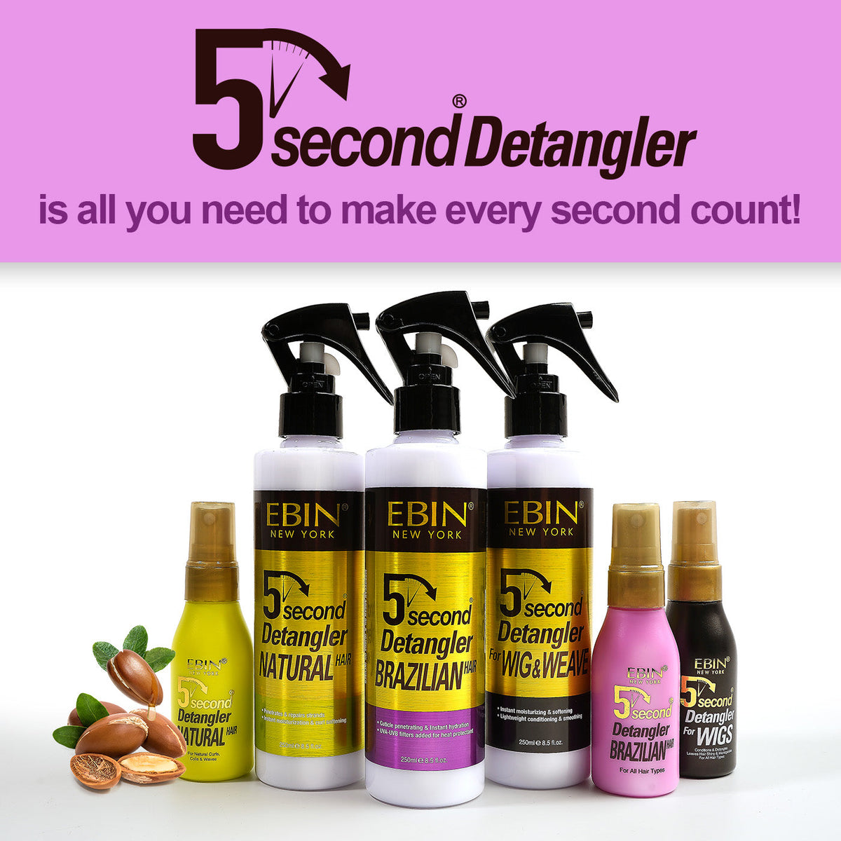 5 Second Argan Oil Brazilian Detangler - 2oz/ 60ml - EBIN NEW YORK