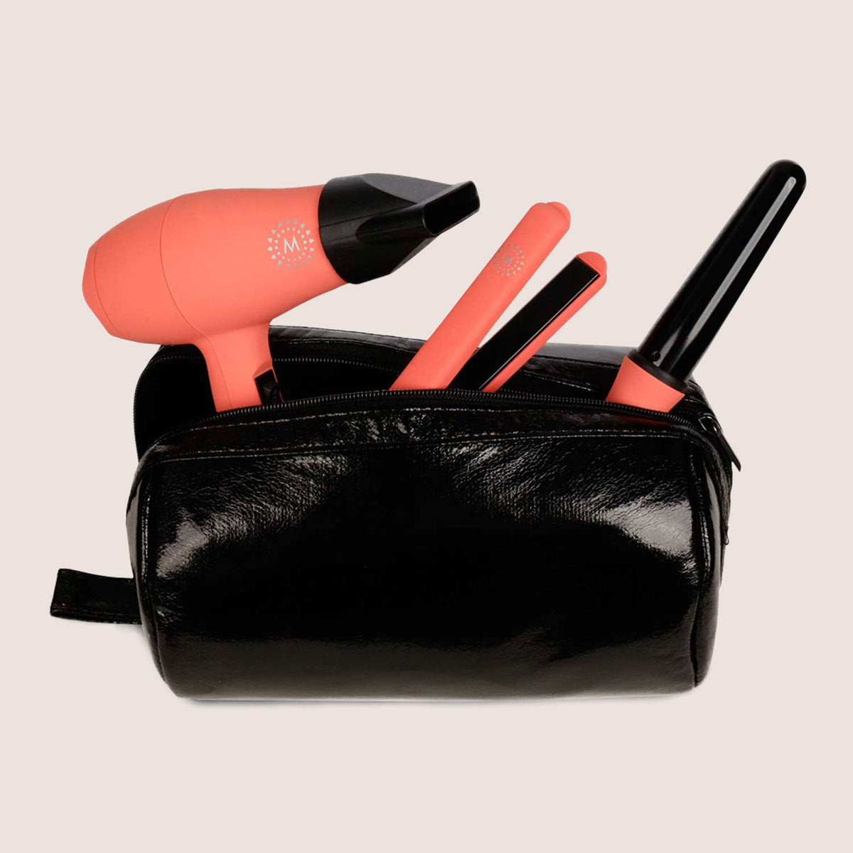 Malina Travel Hair Styling Kit — mini styling tools arranged in travel bag