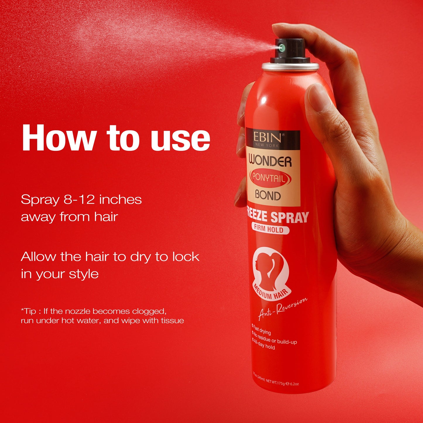 Wonder Ponytail Bond Freeze Spray - Firm Hold - EBIN NEW YORK