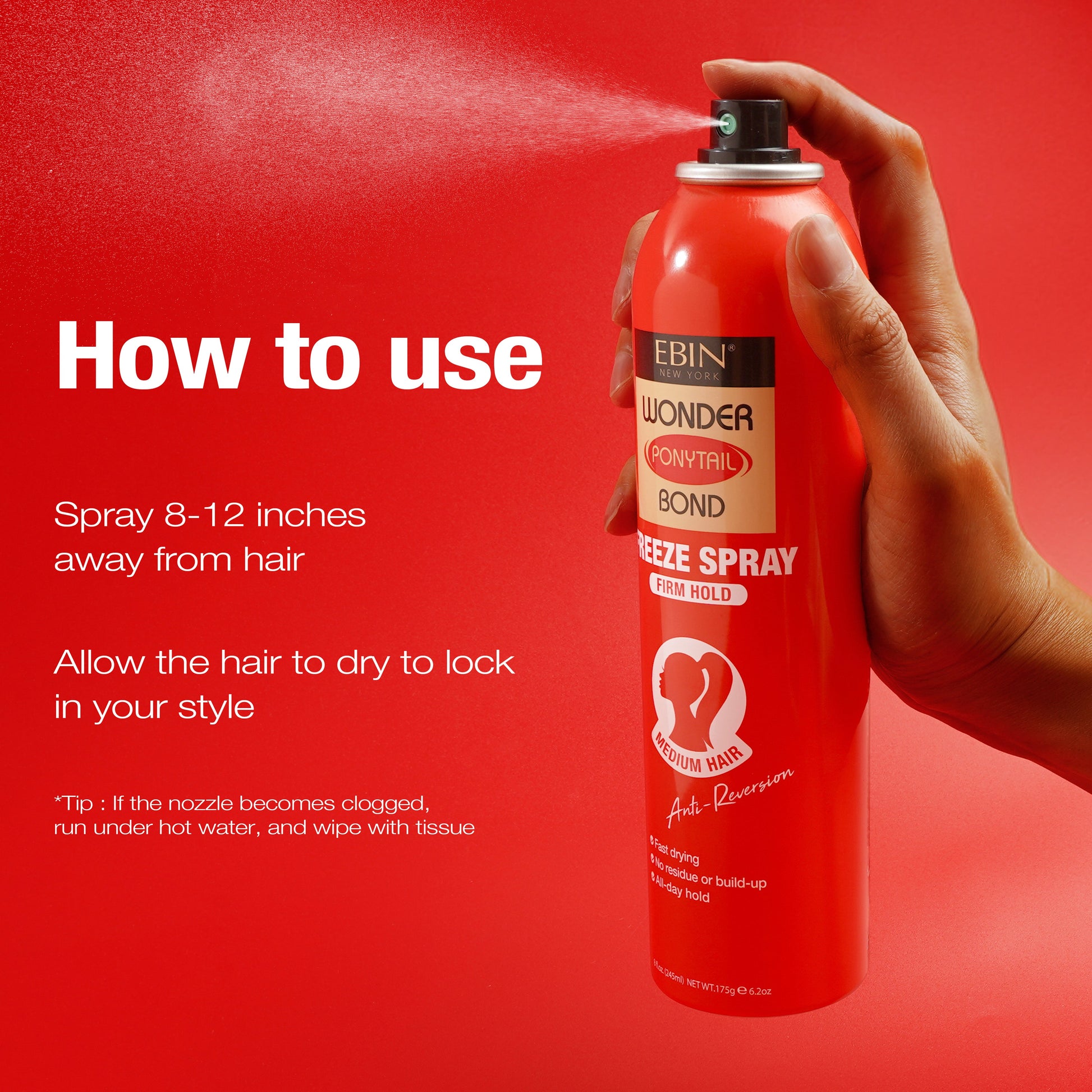 Wonder Ponytail Bond Freeze Spray - Firm Hold - EBIN NEW YORK