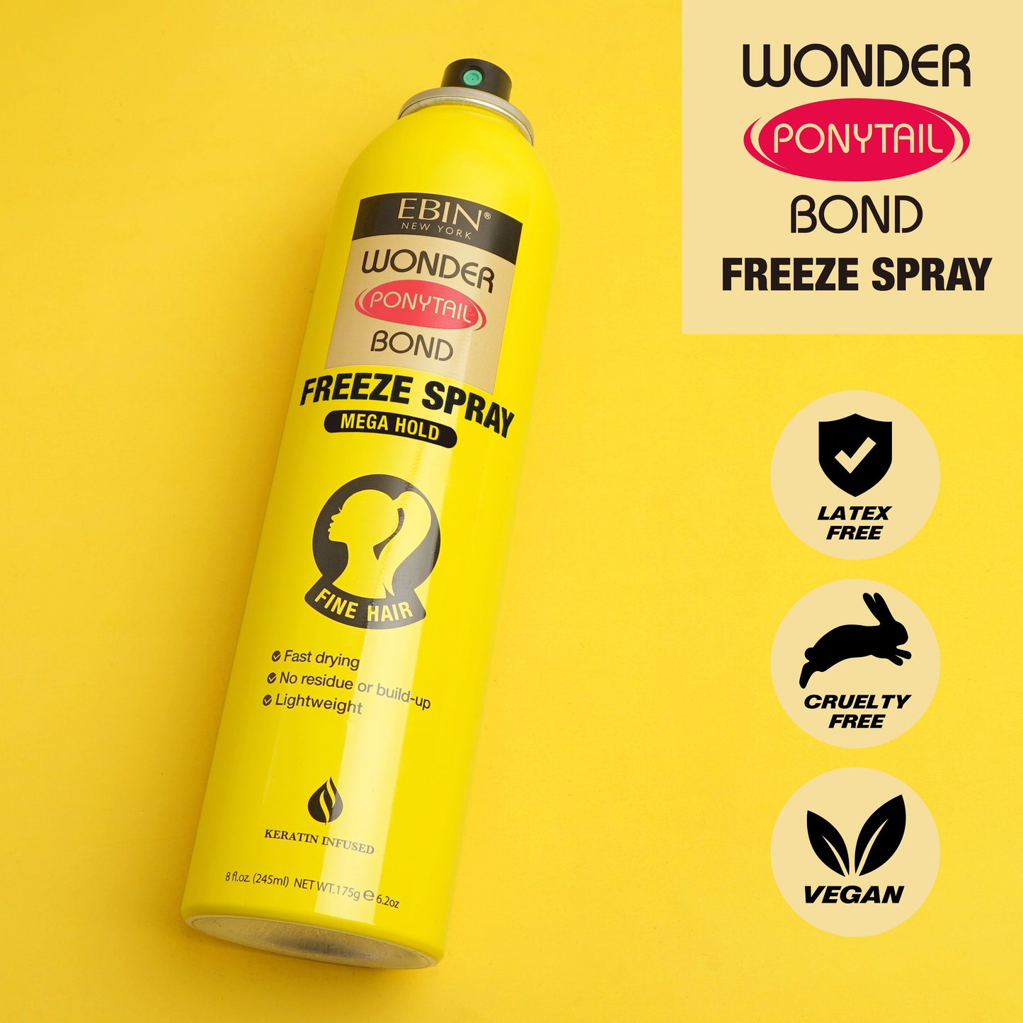Wonder Ponytail Bond Freeze Spray - Mega Hold - EBIN NEW YORK