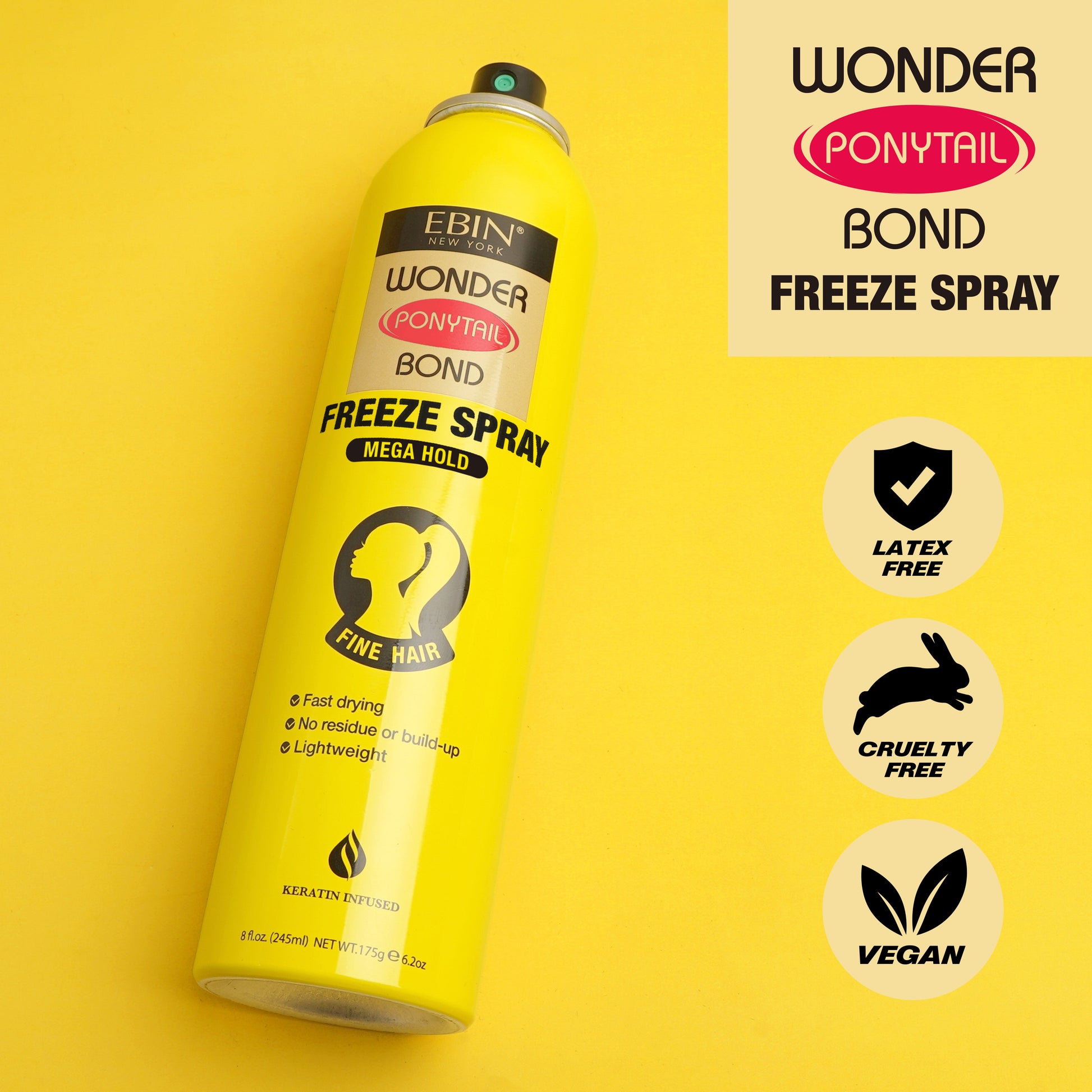 Wonder Ponytail Bond Freeze Spray - Mega Hold - EBIN NEW YORK
