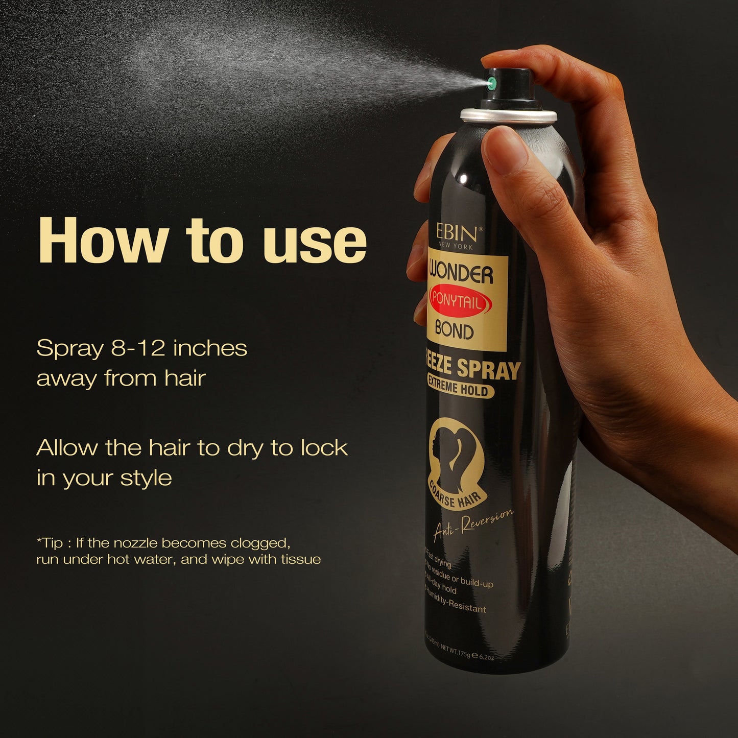 Wonder Ponytail Bond Freeze Spray - Extreme Hold - EBIN NEW YORK