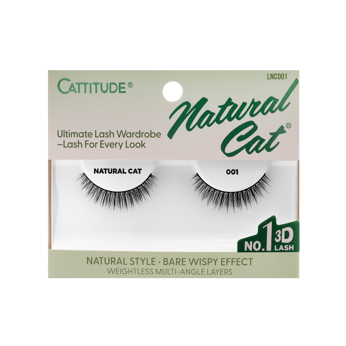 EBIN New York Cattitude Natural Cat 001 single-pair lashes – front packaging