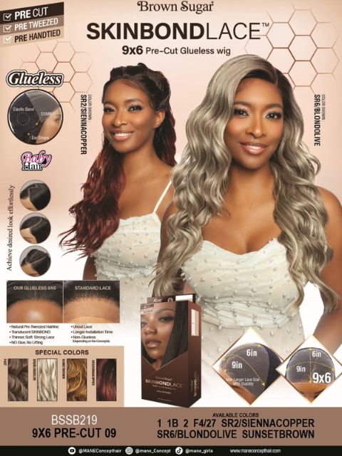 Mane Concept Brown Sugar BSSB219 9x6 Pre-Cut Glueless Wig – BSSB219 9x6 Pre-Cut 09 style card