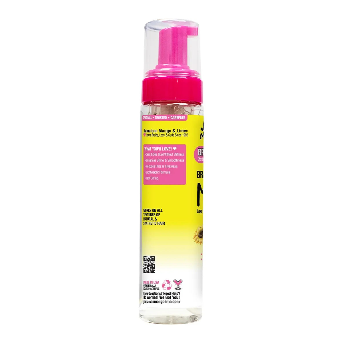 Jamaican Mango & Lime Braiding & Setting Mousse – Mousse side label