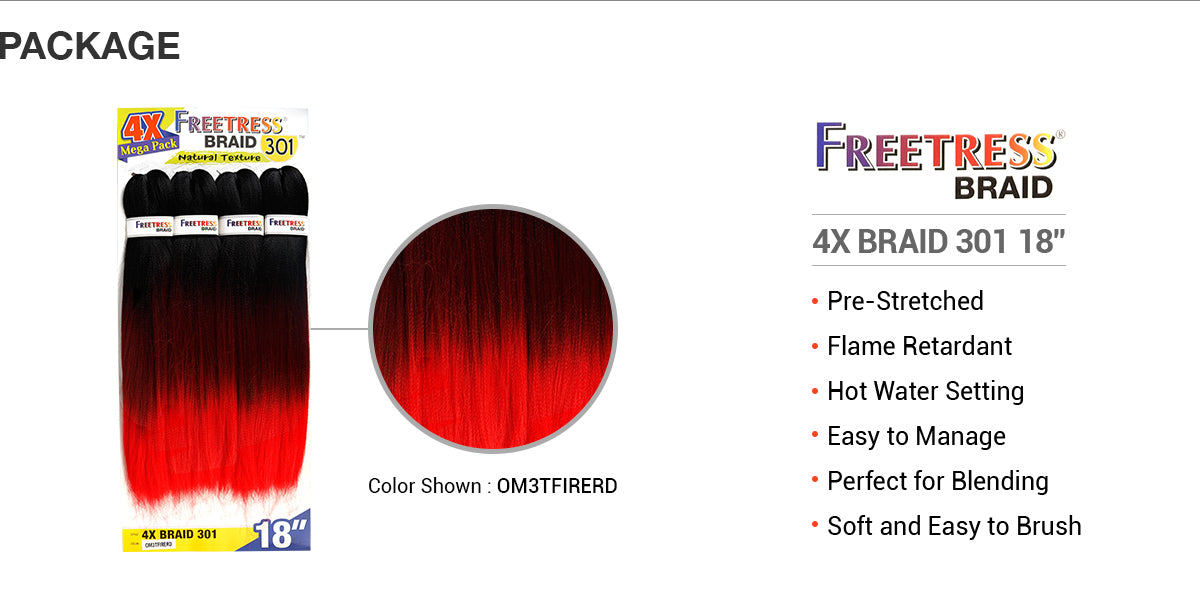 FreeTress Natural Texture Braids Pre-Stretched 4X Braid 301 18"
