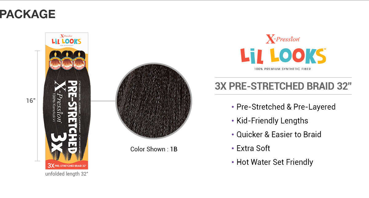 Outre Braids X-Pression Lil Looks 3X Pre-Stretched Braids 32"