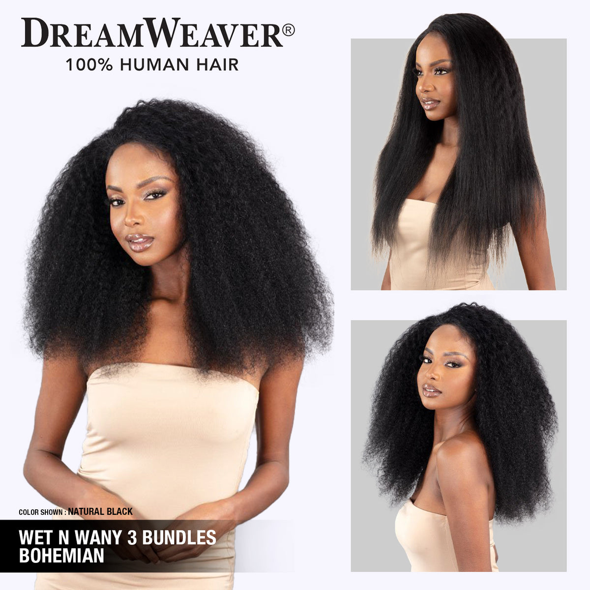 ModelModel Virgin Human Hair Weave Dream Weaver Wet n Wavy 3 Bundles Bohemian