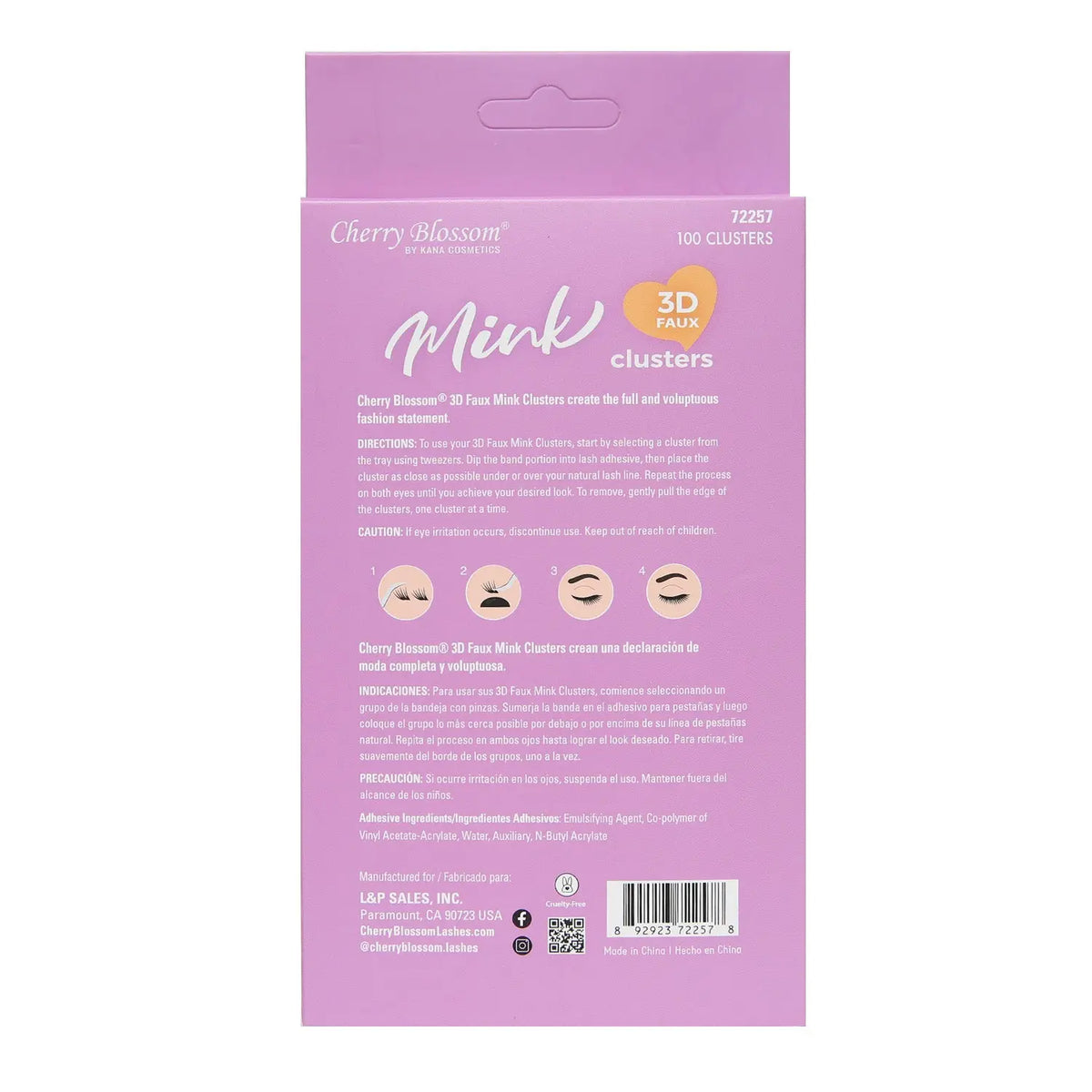 Cherry Blossom 3D Effects Mink Cluster Eyelash 100pcs - Color 72256