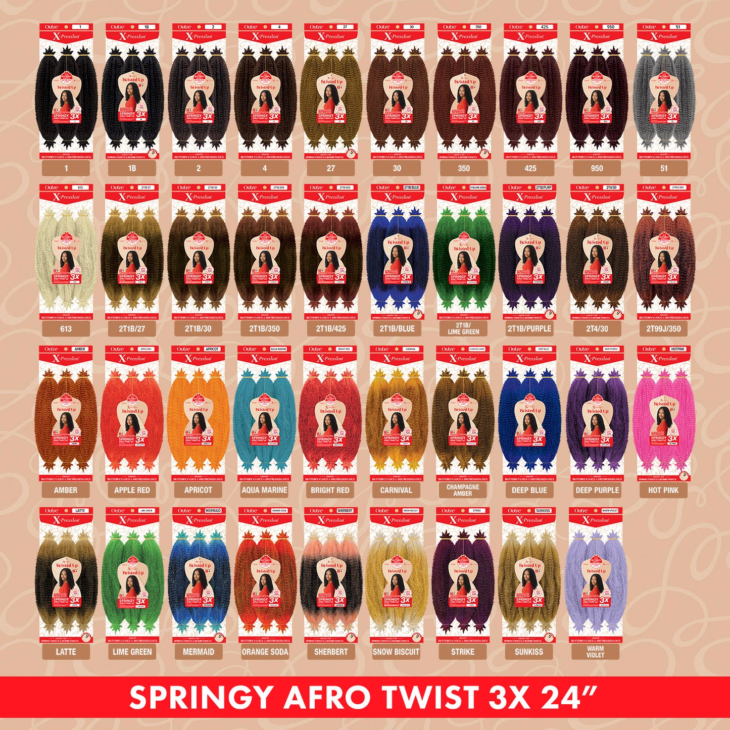 Outre Crochet Braids X-Pression Twisted Up 3X Springy Afro Twist 24"