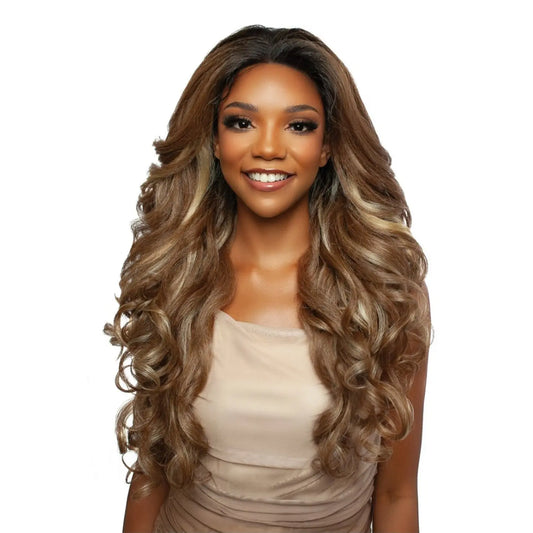Mane Concept Human Hair Blend Lace Front Wig 13X6 Brown Sugar BSSB208 Glueless 04